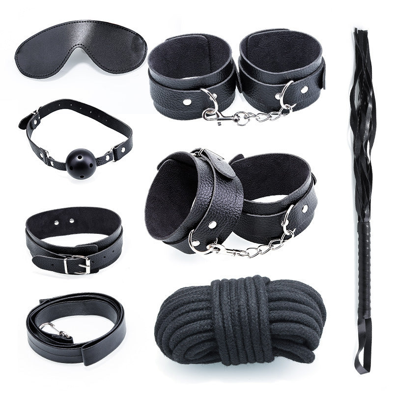 Bondage leather plush seven-piece set 7-piece set couple passion sex toys SM supplies